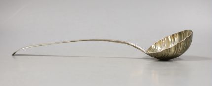 A George III silver Old English beaded pattern soup ladle, William Turton?, London, 1771, 33cm, with