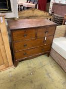 A small early Victorian four drawer chest with original brass ring handles width 89cm, depth 46cm,