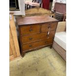 A small early Victorian four drawer chest with original brass ring handles width 89cm, depth 46cm,