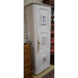 A Victorian style painted pine hall cupboard, width 59cm, depth 37cm, height 183cm