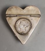 A Victorian plated heart shaped box-7 cms high.