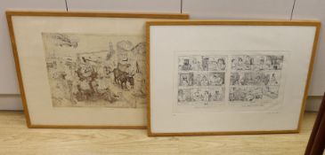 Chris Orr (1943-), pair of etchings, 'What men do ... and What women like...', signed and dated