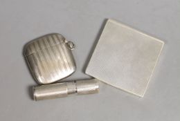 A George VI part engine turned silver cigarette case?, by Asprey & Co, London, 1945, 68mm,