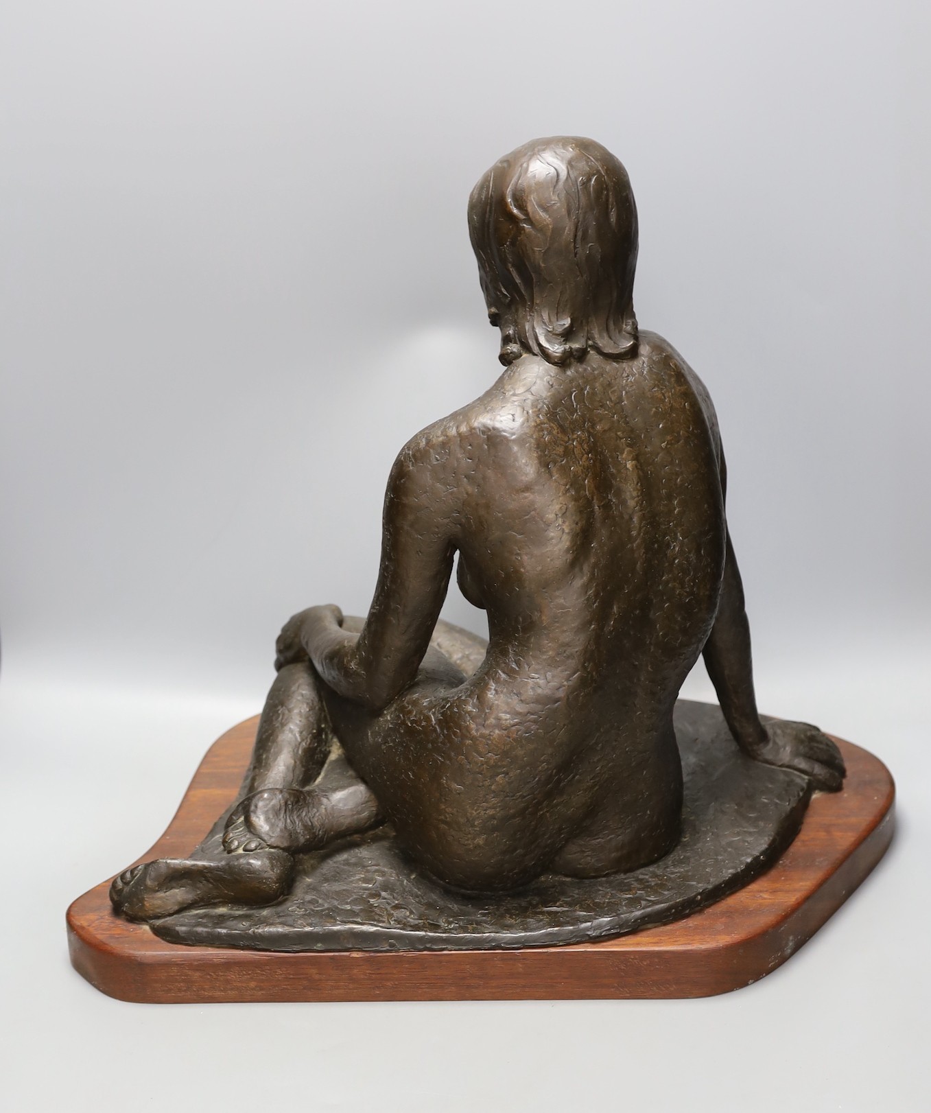 Audrey Shaw. A bronzed resin figure of a seated girl - 43cm tall - Image 2 of 2