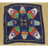 An Hermes Paris silk hot air balloon cherub scarf