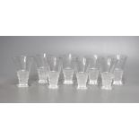 A selection of eight Lalique Bourgueil frosted shot glasses - 7.5cm tall