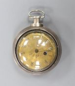 A George III silver pair cased keywind pocket watch, by Barnett of Hereford, with Roman dial and