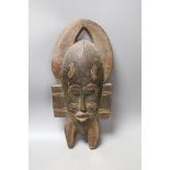 Hand carved wooden African mask - 39cm tall