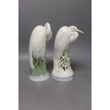 Two Royal Copenhagen figures of herons, model number 3002 and 532, 28 cms high.
