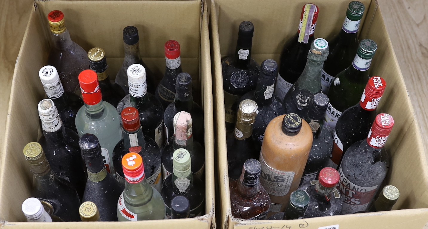 33 bottles of mixed wines and spirits