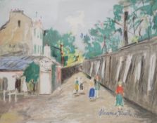 After Maurice Utrillo, colour lithograph, 'Montmartre, Le Lapin Agile', numbered in pencil, 39/