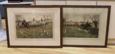 After G D Rowlandson, pair of hunting prints, ‘A Business like This’ and ‘My Lady Leads’, 40 x 63cm
