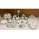 A group of Herend Rothschild Bird pattern coffee, dinner and decorative wares, largest oval fish