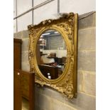 A Victorian gilt gesso picture frame (now as a wall mirror), width 82cm, height 92cm