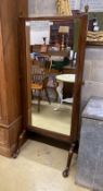 An early 20th century mahogany cheval mirror, width 69cm, height 163cm