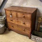 A small early Victorian mahogany four drawer chest, width 91cm, depth 45cm, height 86cm