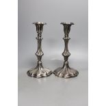 A pair of Rococo-style plated candlesticks - 24cm tall