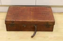 An early 20th Century crocodile skin suitcase - 60cm wide