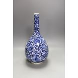 A Chinese blue and white bottle vase, 40 cms high.