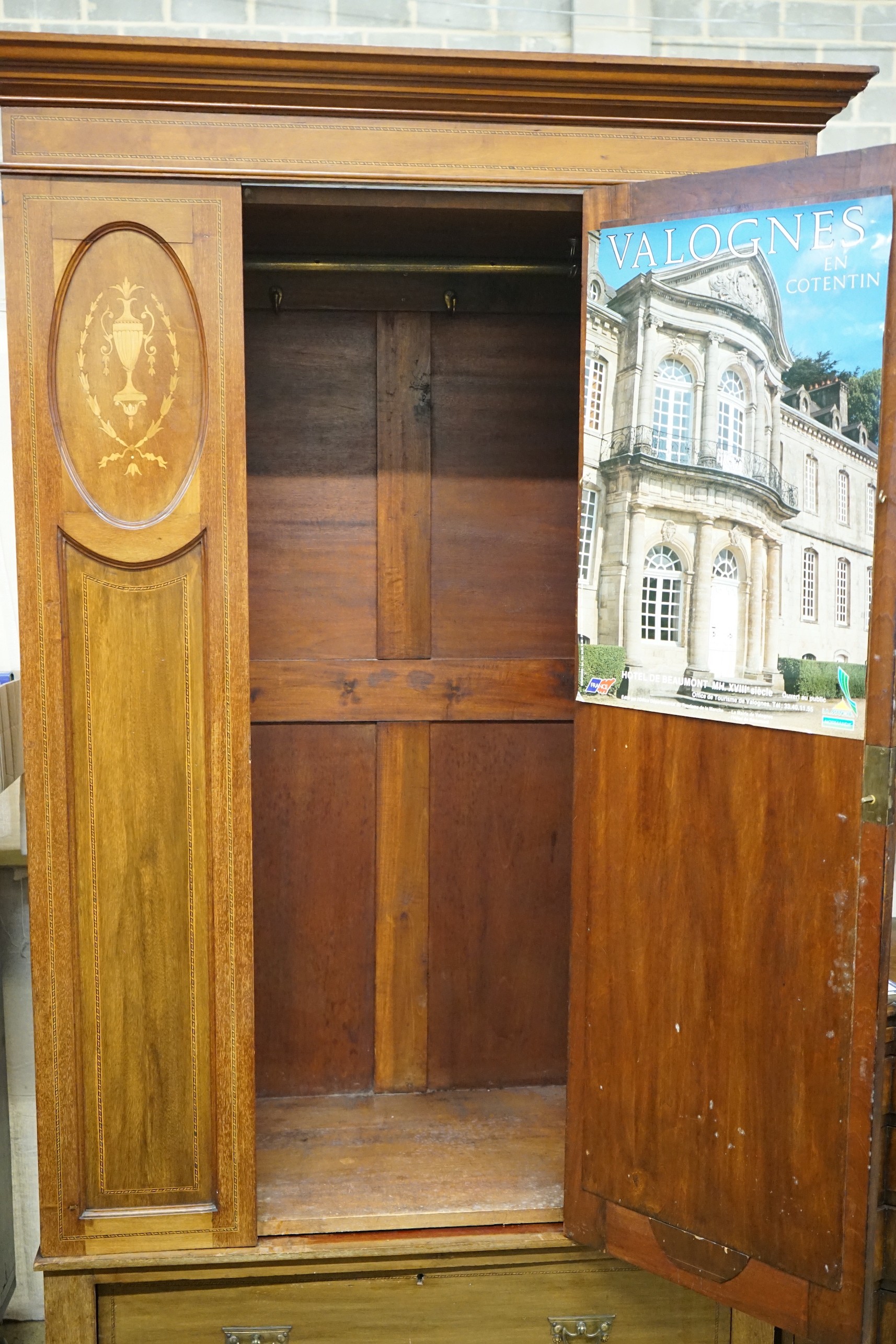 An Edwardian inlaid mahogany wardrobe, width 114cm, depth 48cm, height 204cm - Image 2 of 2