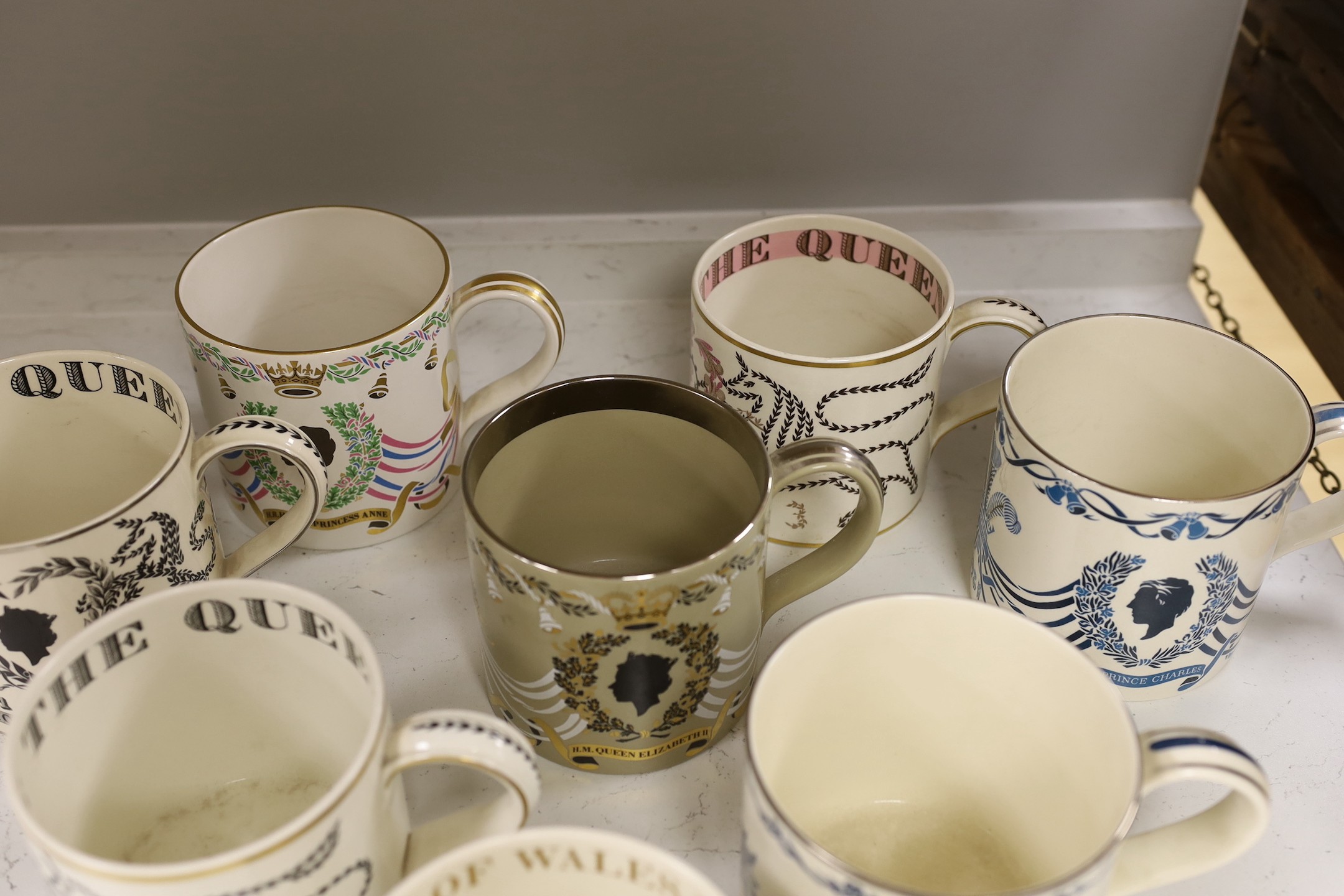 A collection of eight Wedgwood Richard Guyatt Royal commemorative mugs - Image 2 of 3