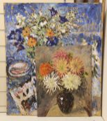 Michael Blaker (1928-2018) - Two still life subjects - vase of flowers, oil on board, signed,