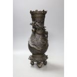 A Japanese bronze ‘dragon’ vase, Meiji period - 34cm tall