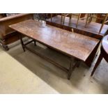 An 18th century and later oak serving table, length 188cm, depth 68cm, height 74cm
