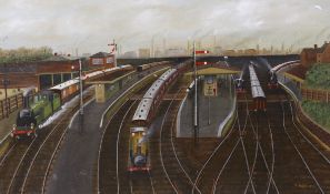 V. Ralph, oil on board, Clapham Junction c.1880, signed and dated 1972 and inscribed verso, 46 x