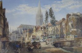 William Wood Deane (1825-1873) , watercolour, 'An old Norman tower at Amiens', signed and dated