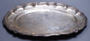 A 19th century Italian 800 standard shaped oval serving platter, 45.3cm, 40.5oz.**CONDITION