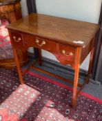 A George III mahogany lowboy, fitted three small drawers, width 75cm, depth 42cm, height 75cm**