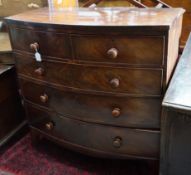 A Regency mahogany bow-fronted chest of drawers, width 104cm, depth 52cm, height 103cm**CONDITION