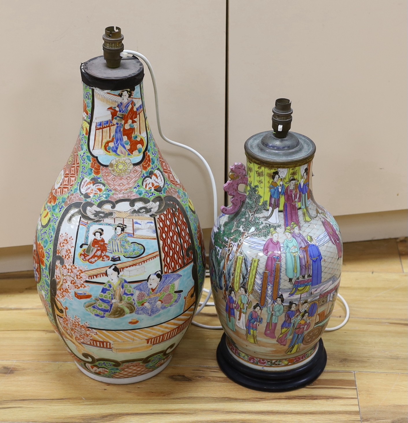 A 19th-century Chinese famille rose vase, and a late 19th century Japanese enamelled porcelain