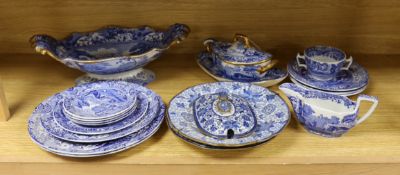Spode Italian blue and white dessert and tea wares, 19th century and modern and other 19th century