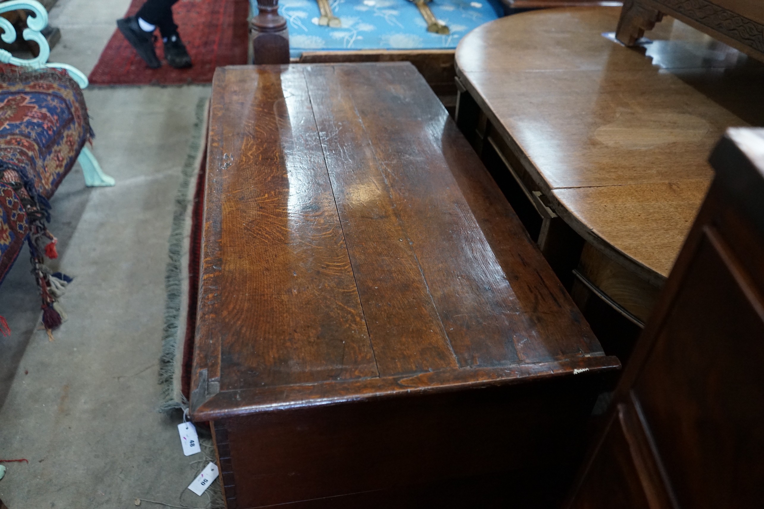 A George III oak mule chest, length 110cm, depth 52cm, height 65cm**CONDITION REPORT**PLEASE - Image 2 of 4