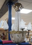 A French gilt Empire style cut glass and brass chandelier, 95cm high**CONDITION REPORT**PLEASE