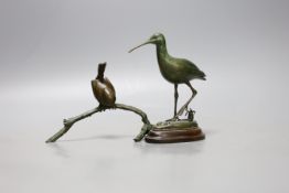 Kate Northcroft- Two limited edition bronze model of a whimbrel, 154/300 and another of a wren,