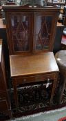 A small Edwardian banded mahogany bureau cabinet, width 52cm, depth 43cm, height 130cm**CONDITION