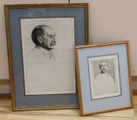 William Strang (1859-1921), two etchings, Portraits of Thomas Hardy and another gentleman, signed in