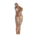 In the manner of Marino Marini, a terracotta sculpture, reclining female nude Length 120cm.**