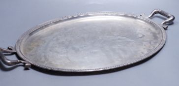 A 20th century Italian 800 standard white metal two handled oval tea tray, 60.7cm, 52oz.**