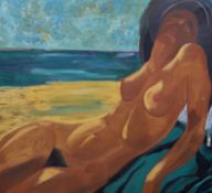 Georges ..., oil on canvas, Female nude on a beach, indistinctly signed, 110 x 120cm, unframed**