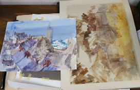 Michael Lawrence Cadman (1920-2010), two folio's of assorted watercolours and sketches, London,