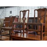 A George III oak open armchair and two similar side chairs**CONDITION REPORT**PLEASE NOTE:-