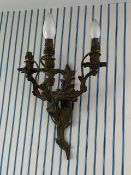 A set of three rococo style gilt metal twin branch wall lights, height 45cm**CONDITION REPORT**