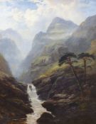 George Blackie Sticks (1843-1938), oil on canvas, Highland scene with waterfall, signed and dated