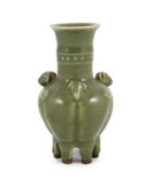 A Chinese celadon glazed six leg vase, late Qing, 13.5cm**CONDITION REPORT**PLEASE NOTE:-