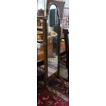 A Queen Anne revival walnut cheval mirror, width 46cm, height 159cm**CONDITION REPORT**PLEASE NOTE:-