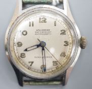 A gentleman's stainless steel Spearhead manual wind wrist watch, with Arabic dial, no strap.**